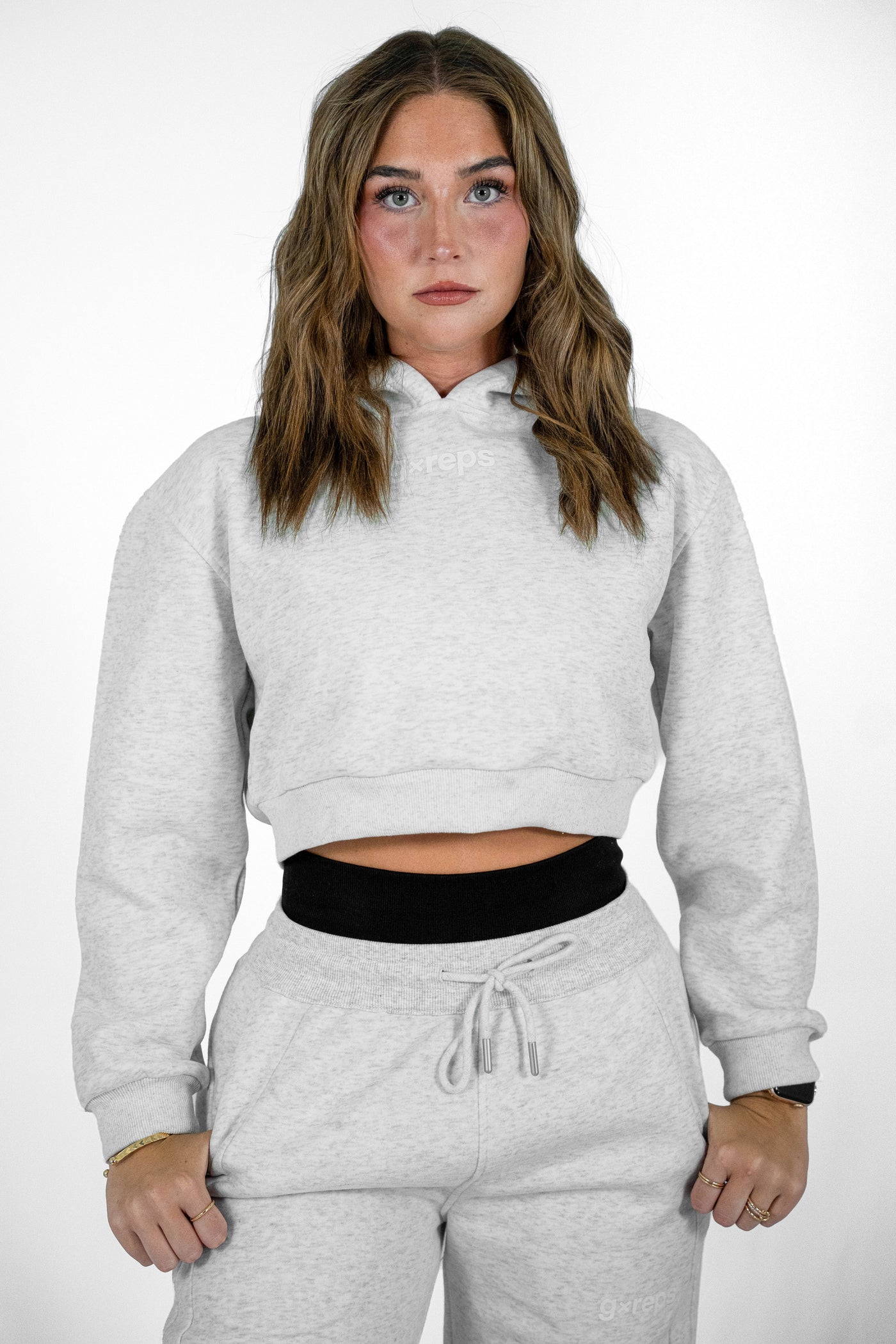 Nova Set Cropped Hoodie - Ash